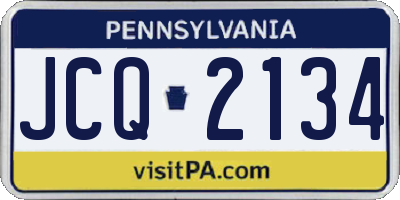 PA license plate JCQ2134