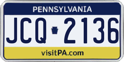 PA license plate JCQ2136