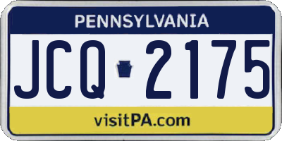 PA license plate JCQ2175