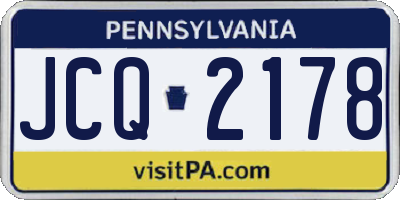 PA license plate JCQ2178