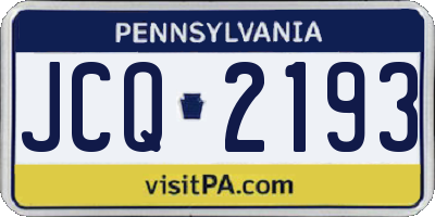 PA license plate JCQ2193