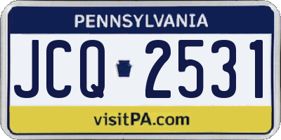 PA license plate JCQ2531