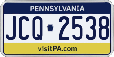 PA license plate JCQ2538