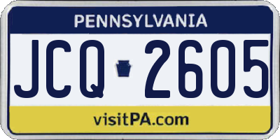 PA license plate JCQ2605