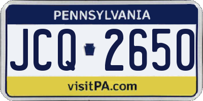 PA license plate JCQ2650