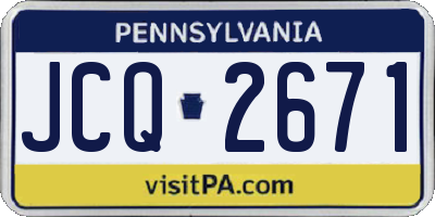 PA license plate JCQ2671