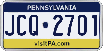 PA license plate JCQ2701