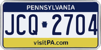 PA license plate JCQ2704