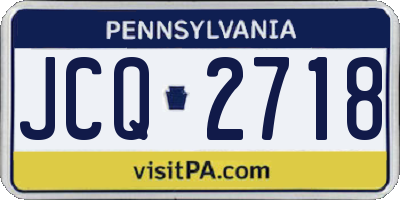 PA license plate JCQ2718