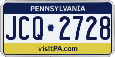 PA license plate JCQ2728