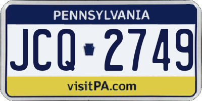 PA license plate JCQ2749