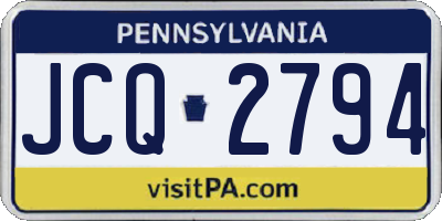 PA license plate JCQ2794