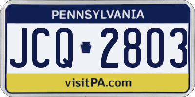 PA license plate JCQ2803