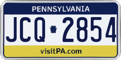 PA license plate JCQ2854