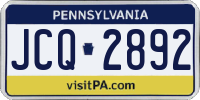 PA license plate JCQ2892