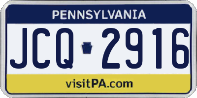 PA license plate JCQ2916