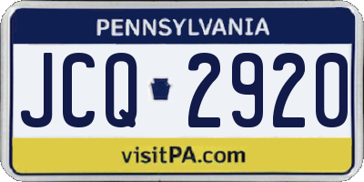 PA license plate JCQ2920