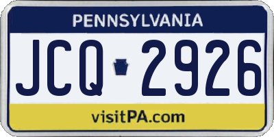 PA license plate JCQ2926