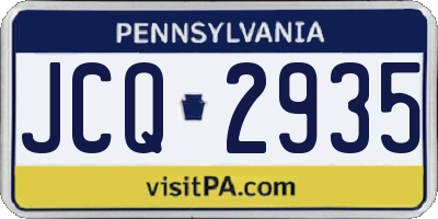 PA license plate JCQ2935