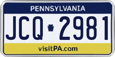 PA license plate JCQ2981