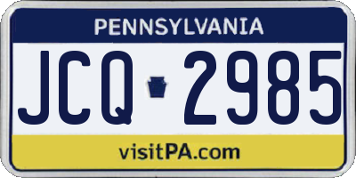 PA license plate JCQ2985