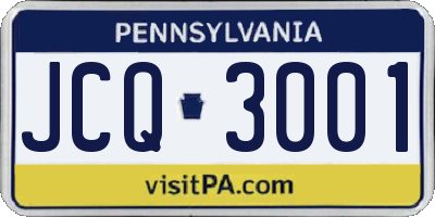 PA license plate JCQ3001