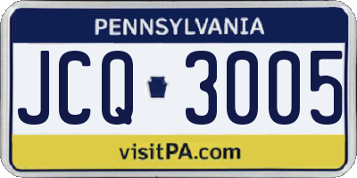 PA license plate JCQ3005