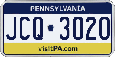PA license plate JCQ3020