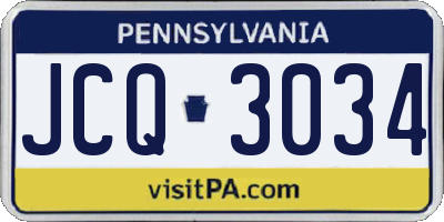 PA license plate JCQ3034