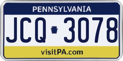PA license plate JCQ3078