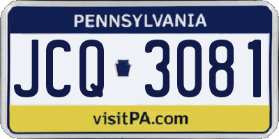 PA license plate JCQ3081