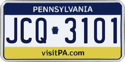 PA license plate JCQ3101