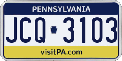 PA license plate JCQ3103