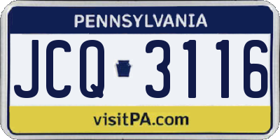 PA license plate JCQ3116