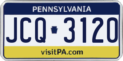 PA license plate JCQ3120