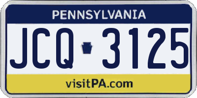 PA license plate JCQ3125