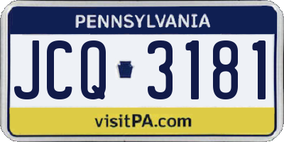 PA license plate JCQ3181