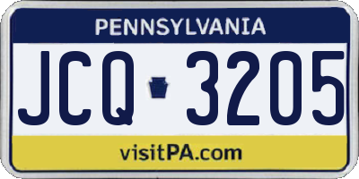 PA license plate JCQ3205