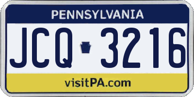 PA license plate JCQ3216