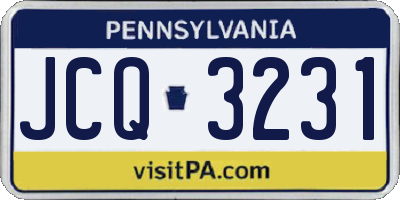 PA license plate JCQ3231