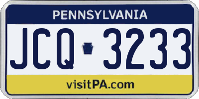 PA license plate JCQ3233