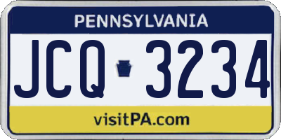 PA license plate JCQ3234