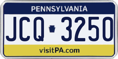 PA license plate JCQ3250