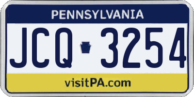 PA license plate JCQ3254
