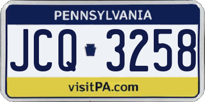 PA license plate JCQ3258