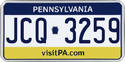 PA license plate JCQ3259