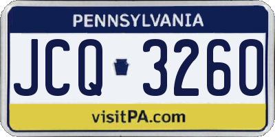 PA license plate JCQ3260