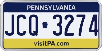 PA license plate JCQ3274