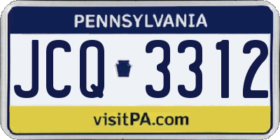 PA license plate JCQ3312
