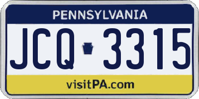 PA license plate JCQ3315